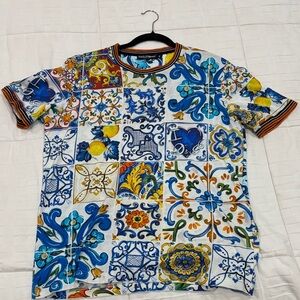 Dolce & Gabbana Blue and Orange Mosaic Men's Tee